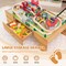 Natural Double-Sided Train Table with 100-Piece Wooden Set for Age 3+